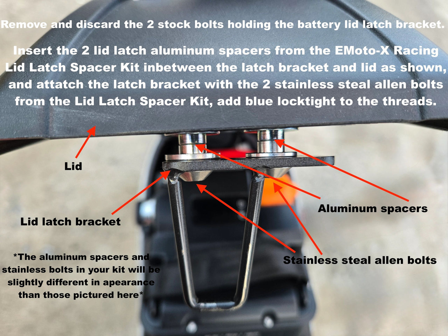 EMoto-X 1/2" Batteriefachdeckel-Verriegelungsdistanzscheiben-Kit für Rerode EWatt und andere E-Dirtbikes