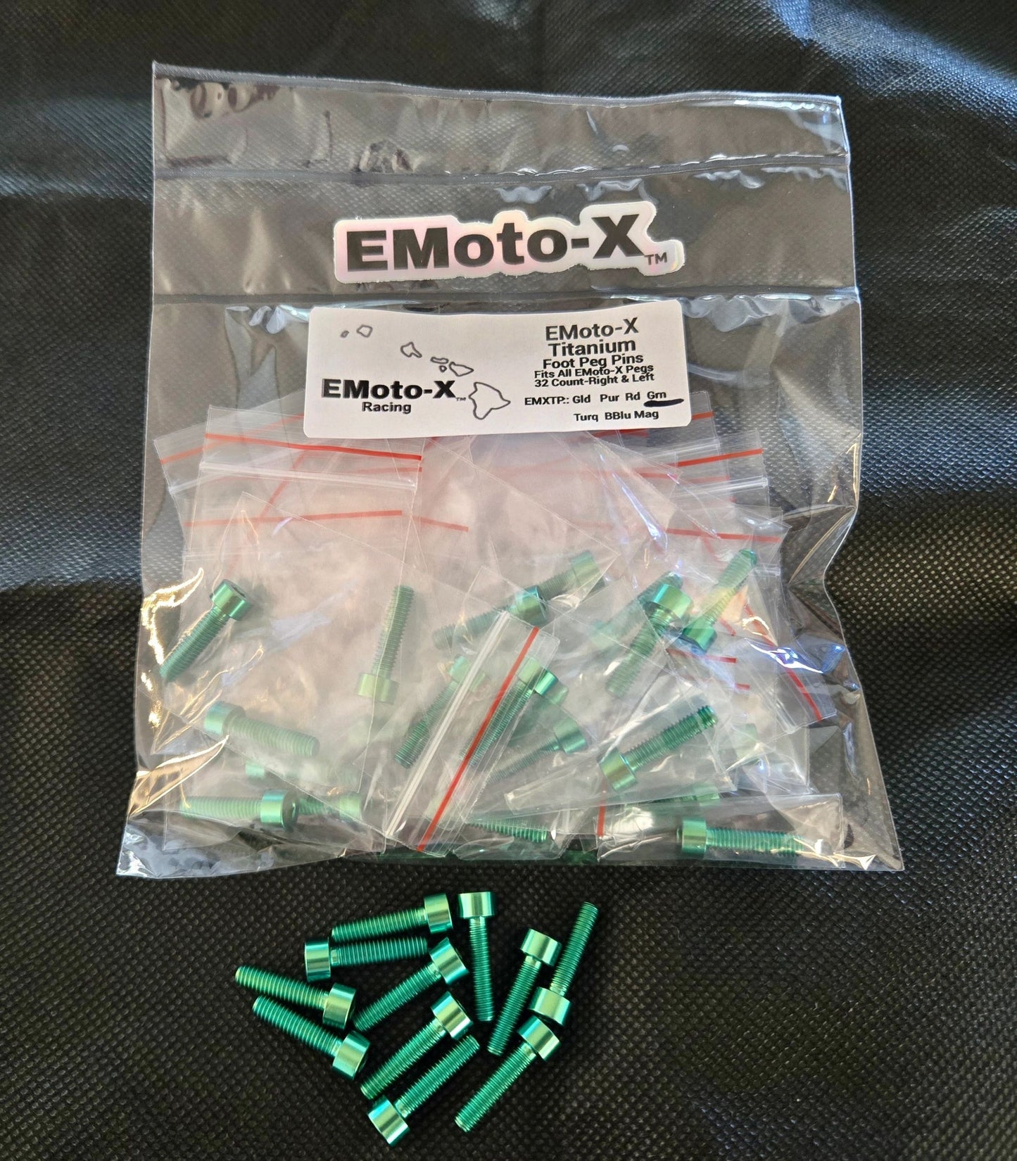EMoto-X Racing Color Titanium Peg Replacement Pins For All EMoto-X Pegs 32 Count