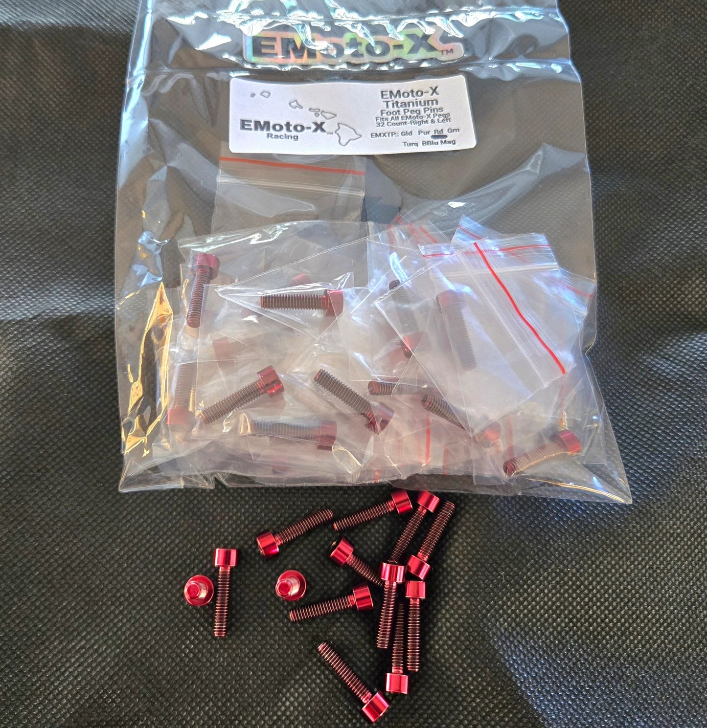 EMoto-X Racing Color Titanium Peg Replacement Pins For All EMoto-X Pegs 32 Count