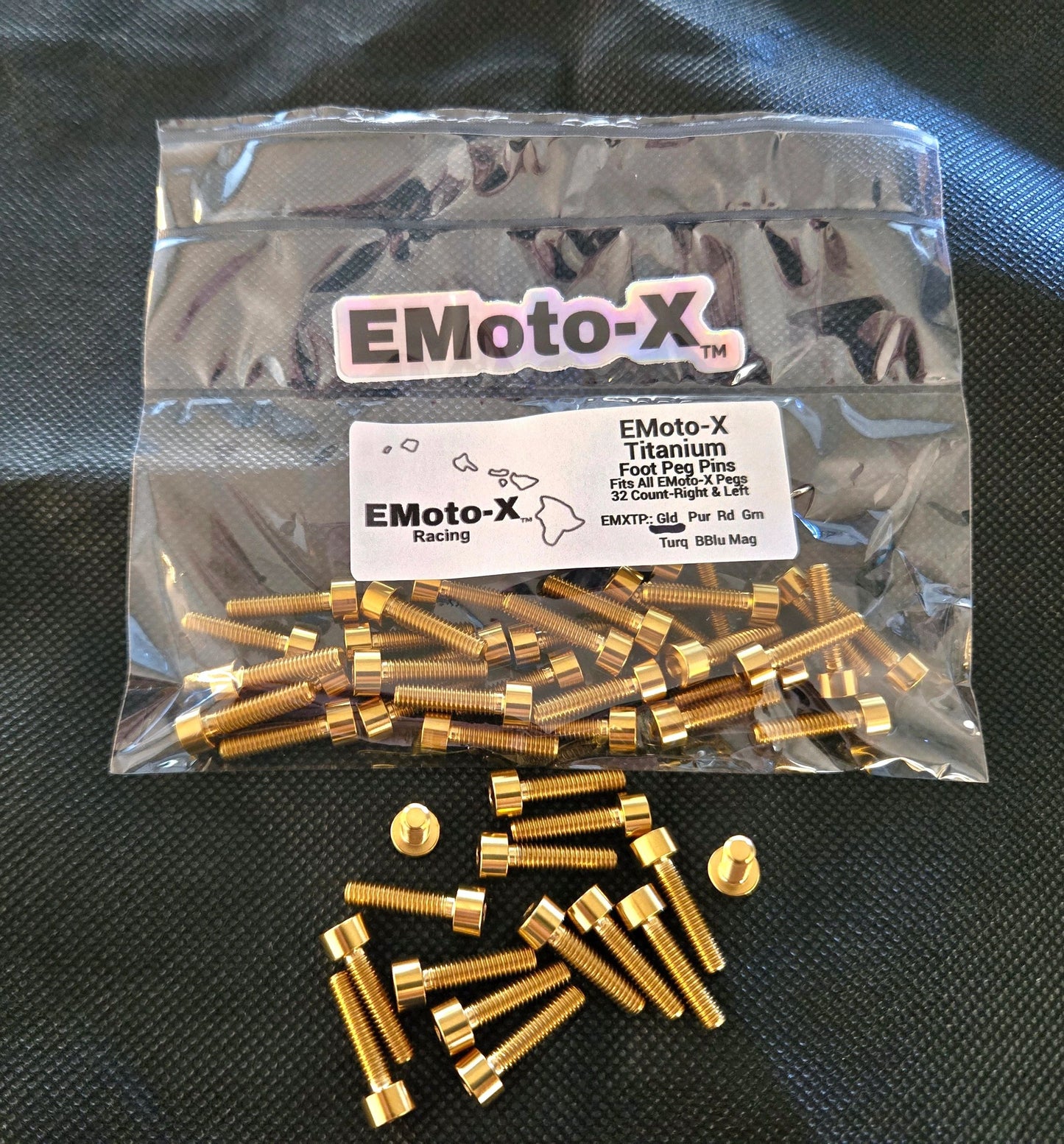 EMoto-X Racing Color Titanium Peg Replacement Pins For All EMoto-X Pegs 32 Count