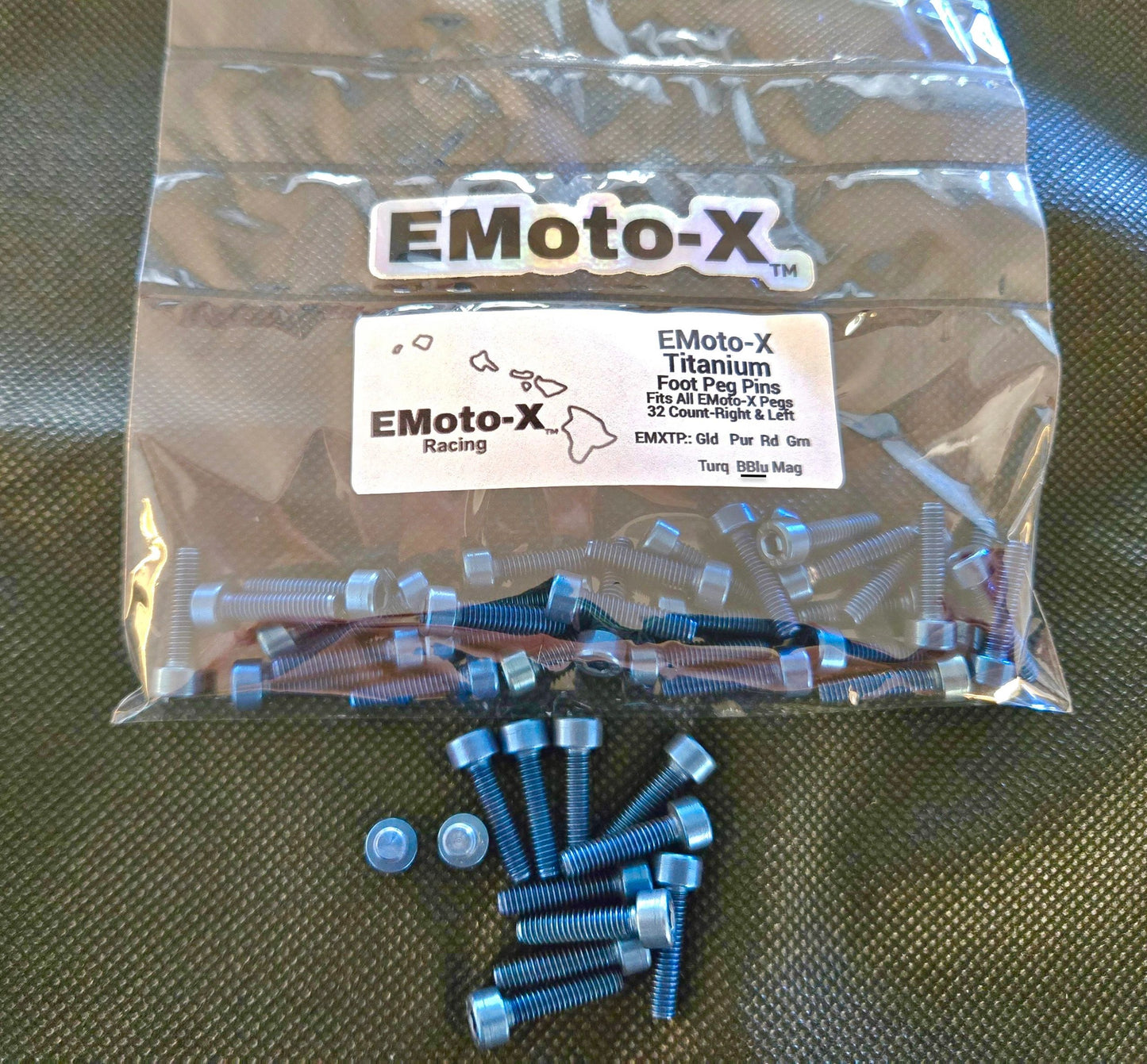 EMoto-X Racing Color Titanium Peg Replacement Pins For All EMoto-X Pegs 32 Count