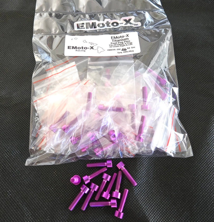 EMoto-X Racing Color Titanium Peg Replacement Pins For All EMoto-X Pegs 32 Count